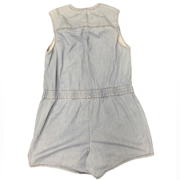 Torrid Drawstring Waist Romper - Medium Wash Chambray Denim Size 1 - Picture 11 of 13